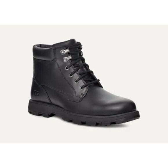 UGG Stenton Men's US 10 Snow Boots Black Chestnut Leather Waterproof NWOB - Picture 1 of 14
